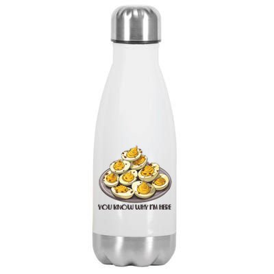 Funny You Know Why Im Here Deviled Eggs Thanksgiving Chirstmas Dinner Stainless Steel Insulated Water Bottle