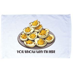 Funny You Know Why Im Here Deviled Eggs Thanksgiving Chirstmas Dinner Microfiber Hand Towel