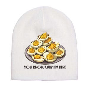 Funny You Know Why Im Here Deviled Eggs Thanksgiving Chirstmas Dinner Short Acrylic Beanie