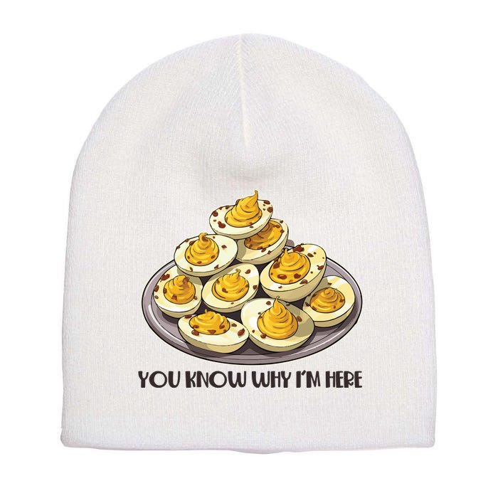 Funny You Know Why Im Here Deviled Eggs Thanksgiving Chirstmas Dinner Short Acrylic Beanie