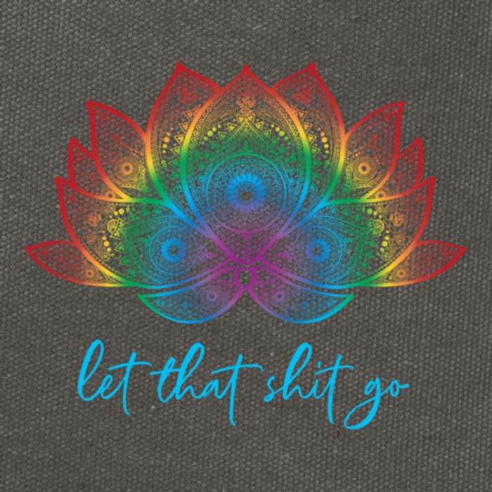 Funny Yoga Lover Bohemian Rainbow Lotus Let That Shit Go Cute Gift Cotton Canvas Backpack