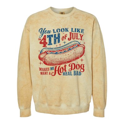 Funny You Look Like 4th Of July Hot Dog Wiener Colorblast Crewneck Sweatshirt