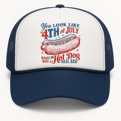 Funny You Look Like 4th Of July Hot Dog Wiener Trucker Hat