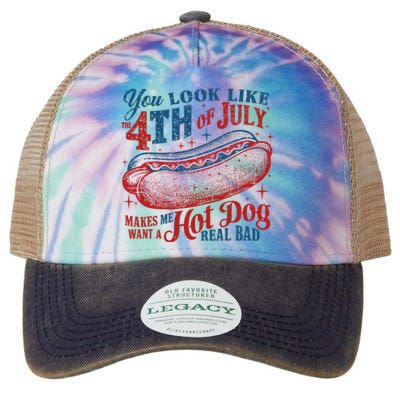 Funny You Look Like 4th Of July Hot Dog Wiener Legacy Tie Dye Trucker Hat