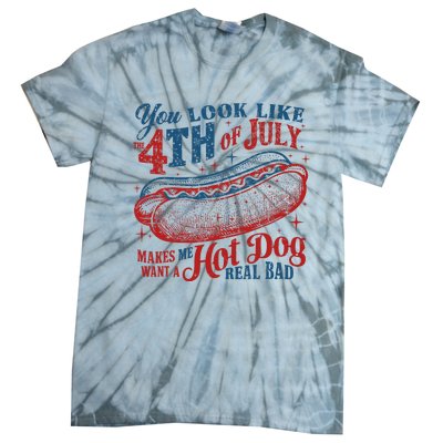 Funny You Look Like 4th Of July Hot Dog Wiener Tie-Dye T-Shirt