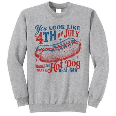 Funny You Look Like 4th Of July Hot Dog Wiener Tall Sweatshirt