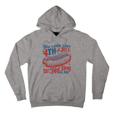 Funny You Look Like 4th Of July Hot Dog Wiener Tall Hoodie