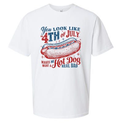 Funny You Look Like 4th Of July Hot Dog Wiener Sueded Cloud Jersey T-Shirt