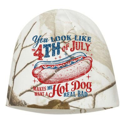 Funny You Look Like 4th Of July Hot Dog Wiener Kati - Camo Knit Beanie