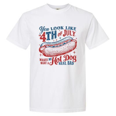 Funny You Look Like 4th Of July Hot Dog Wiener Garment-Dyed Heavyweight T-Shirt