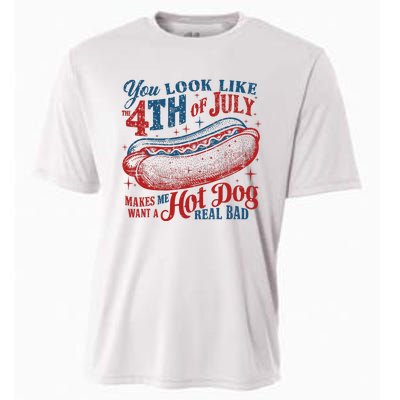 Funny You Look Like 4th Of July Hot Dog Wiener Cooling Performance Crew T-Shirt