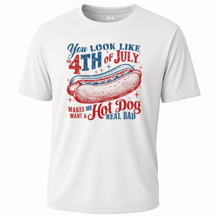 Funny You Look Like 4th Of July Hot Dog Wiener Cooling Performance Crew T-Shirt