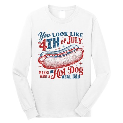 Funny You Look Like 4th Of July Hot Dog Wiener Long Sleeve Shirt