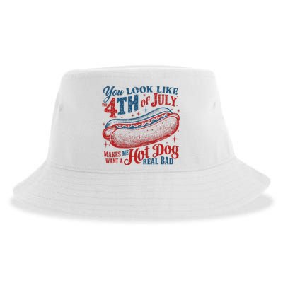 Funny You Look Like 4th Of July Hot Dog Wiener Sustainable Bucket Hat