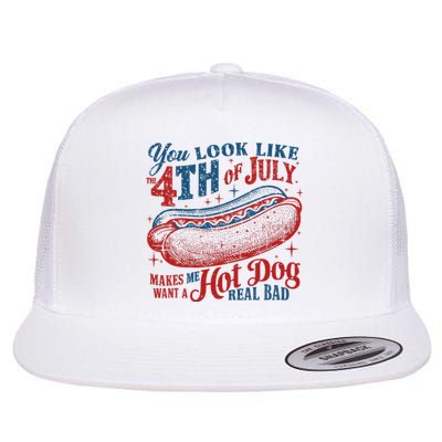 Funny You Look Like 4th Of July Hot Dog Wiener Flat Bill Trucker Hat