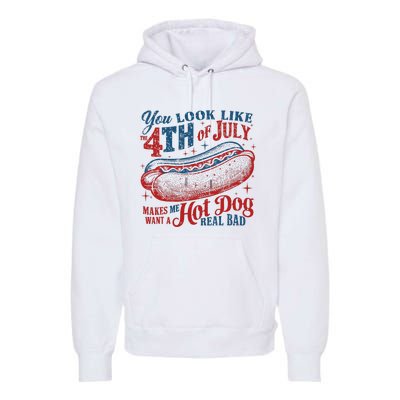 Funny You Look Like 4th Of July Hot Dog Wiener Premium Hoodie