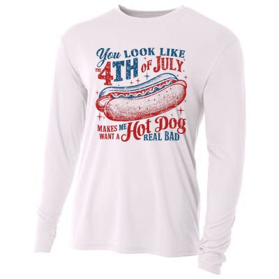 Funny You Look Like 4th Of July Hot Dog Wiener Cooling Performance Long Sleeve Crew