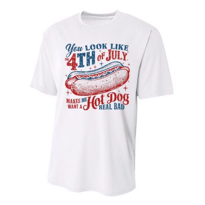 Funny You Look Like 4th Of July Hot Dog Wiener Performance Sprint T-Shirt