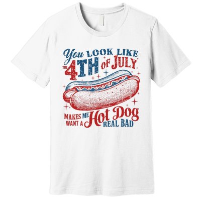 Funny You Look Like 4th Of July Hot Dog Wiener Premium T-Shirt