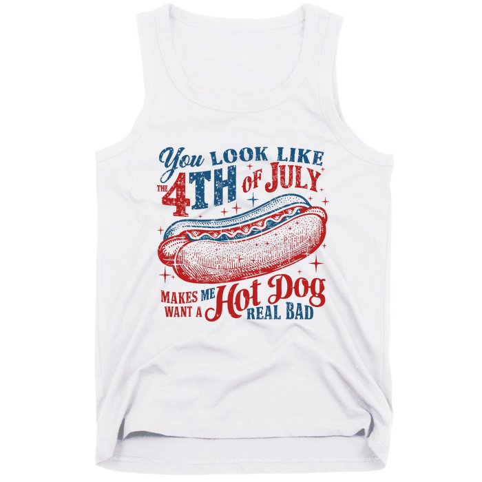 Funny You Look Like 4th Of July Hot Dog Wiener Tank Top