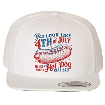 Funny You Look Like 4th Of July Hot Dog Wiener Wool Snapback Cap