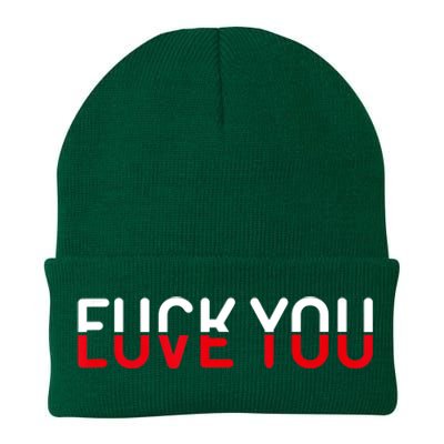 Fuck You Love You Red And White Text Quote Knit Cap Winter Beanie