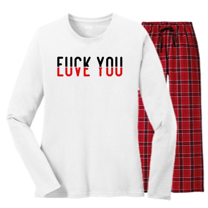 Fuck You Love You Women's Long Sleeve Flannel Pajama Set 