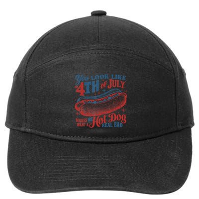 Funny You Look Like 4th Of July Hot Dog Wiener 7-Panel Snapback Hat