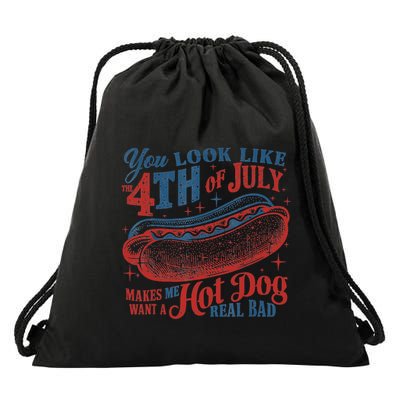Funny You Look Like 4th Of July Hot Dog Wiener Drawstring Bag