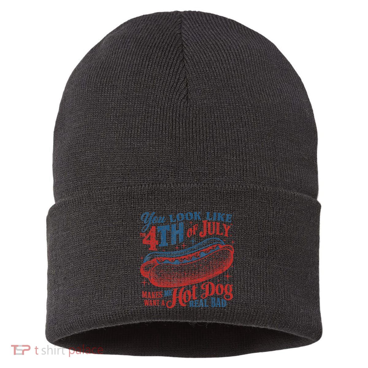 Funny You Look Like 4th Of July Hot Dog Wiener Sustainable Knit Beanie