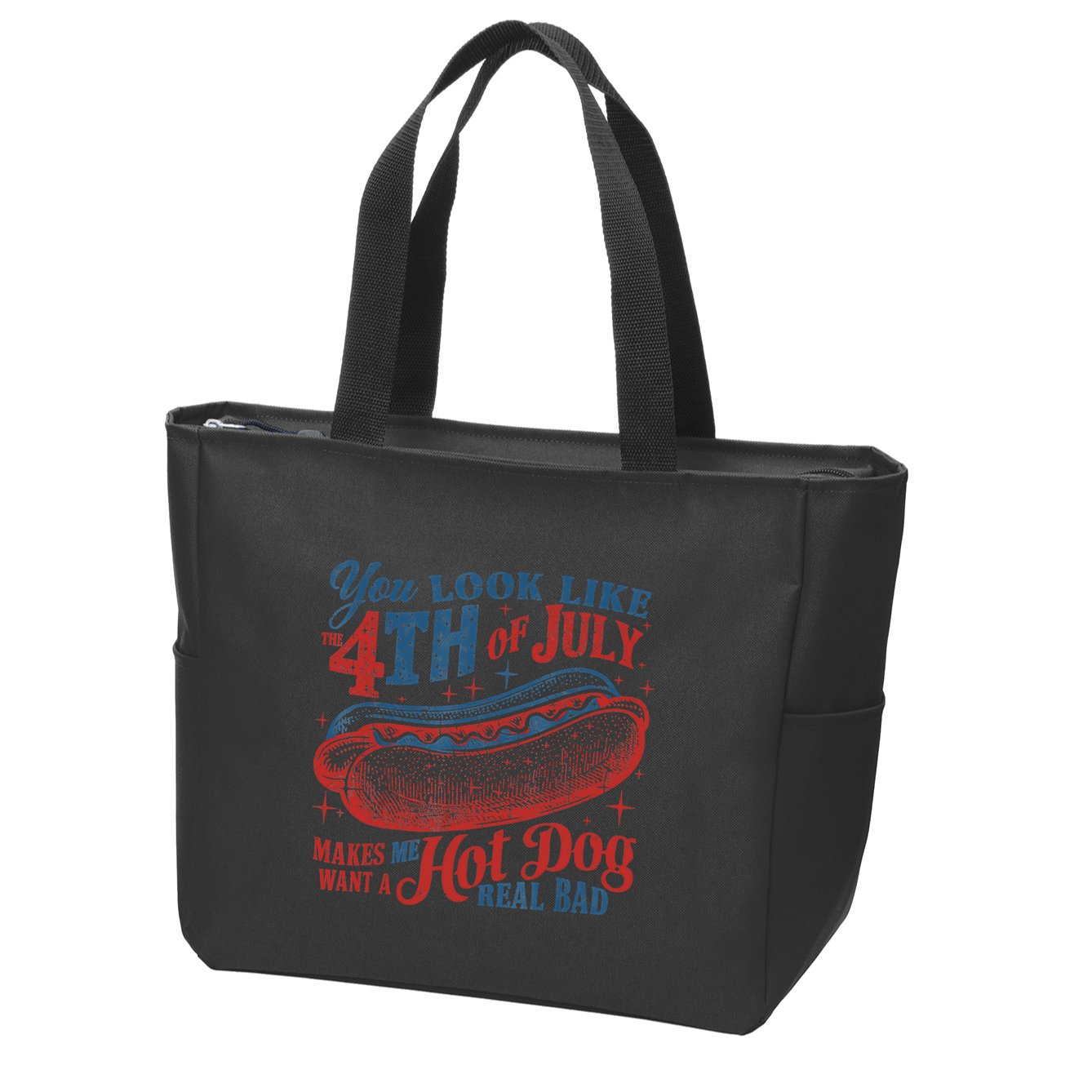 Funny You Look Like 4th Of July Hot Dog Wiener Zip Tote Bag