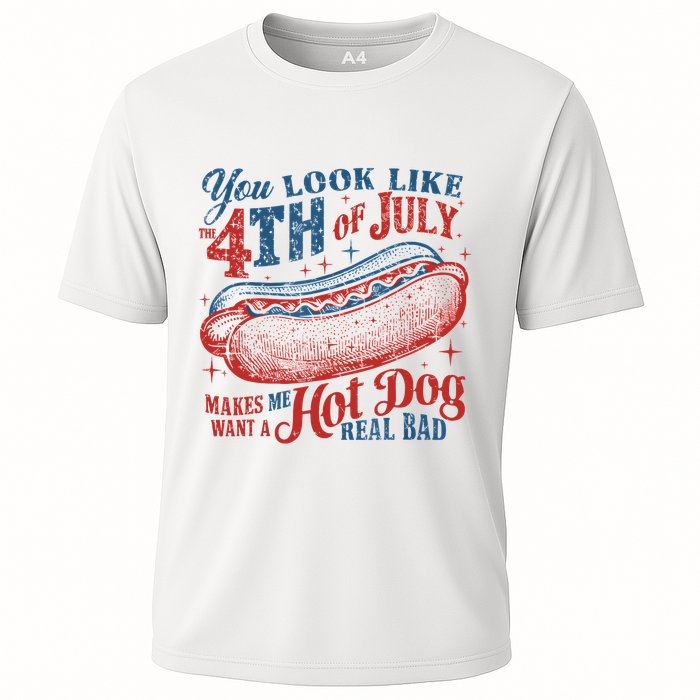Funny You Look Like 4th Of July Hot Dog Wiener Cooling Performance Crew T-Shirt