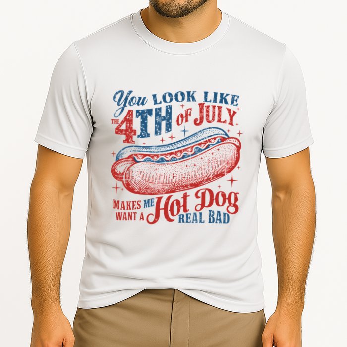 Funny You Look Like 4th Of July Hot Dog Wiener Cooling Performance Crew T-Shirt