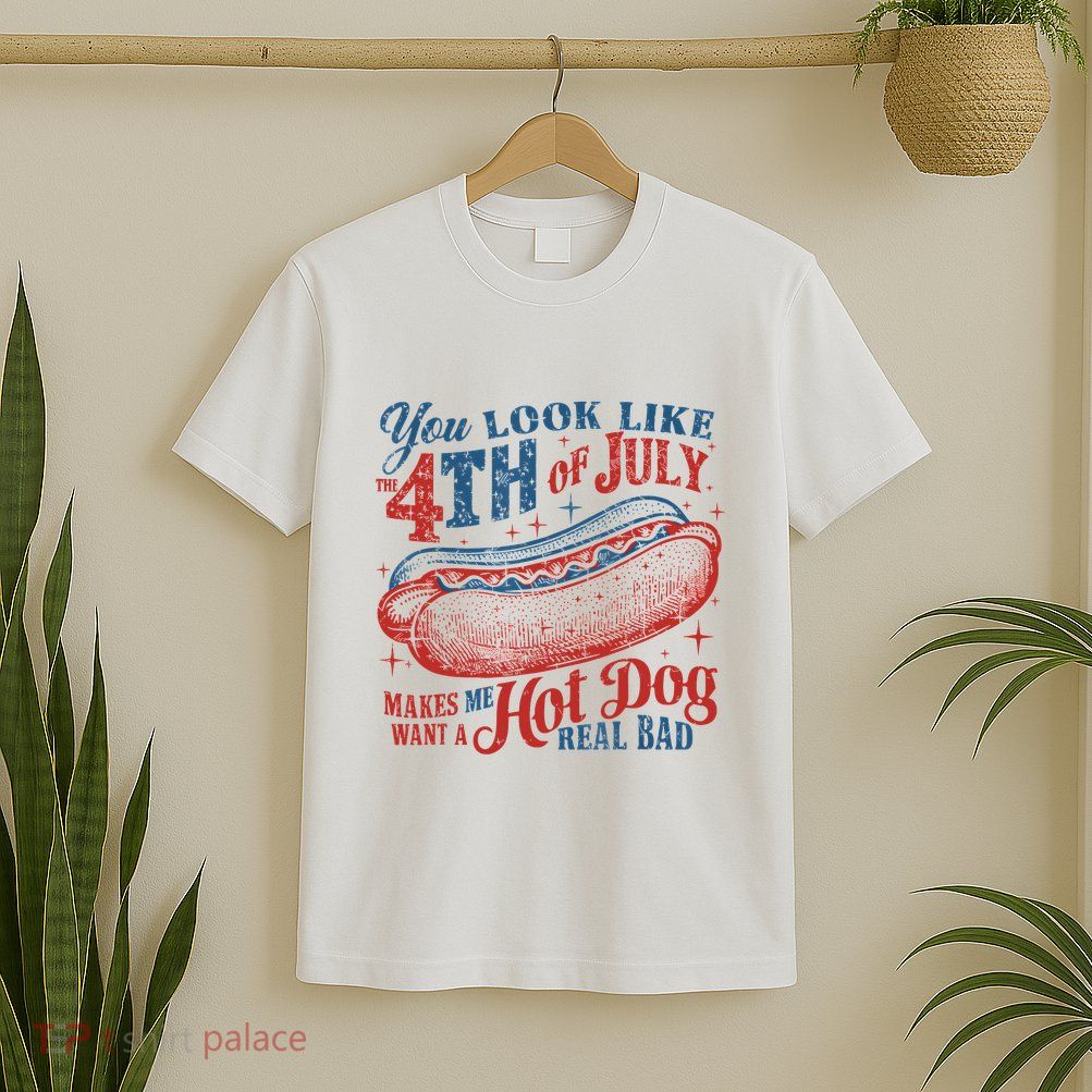 Funny You Look Like 4th Of July Hot Dog Wiener T-Shirt