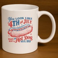Funny You Look Like 4th Of July Hot Dog Wiener 11oz C Handle Ceramic Mug