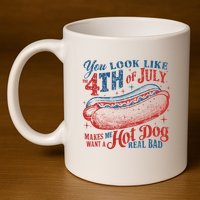 Funny You Look Like 4th Of July Hot Dog Wiener 11oz C Handle Ceramic Mug