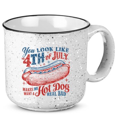 Funny You Look Like 4th Of July Hot Dog Wiener 15oz Campfire Ceramic Mug