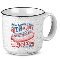 Funny You Look Like 4th Of July Hot Dog Wiener 15oz Campfire Ceramic Mug