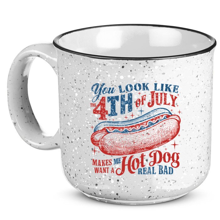 Funny You Look Like 4th Of July Hot Dog Wiener 15oz Campfire Ceramic Mug
