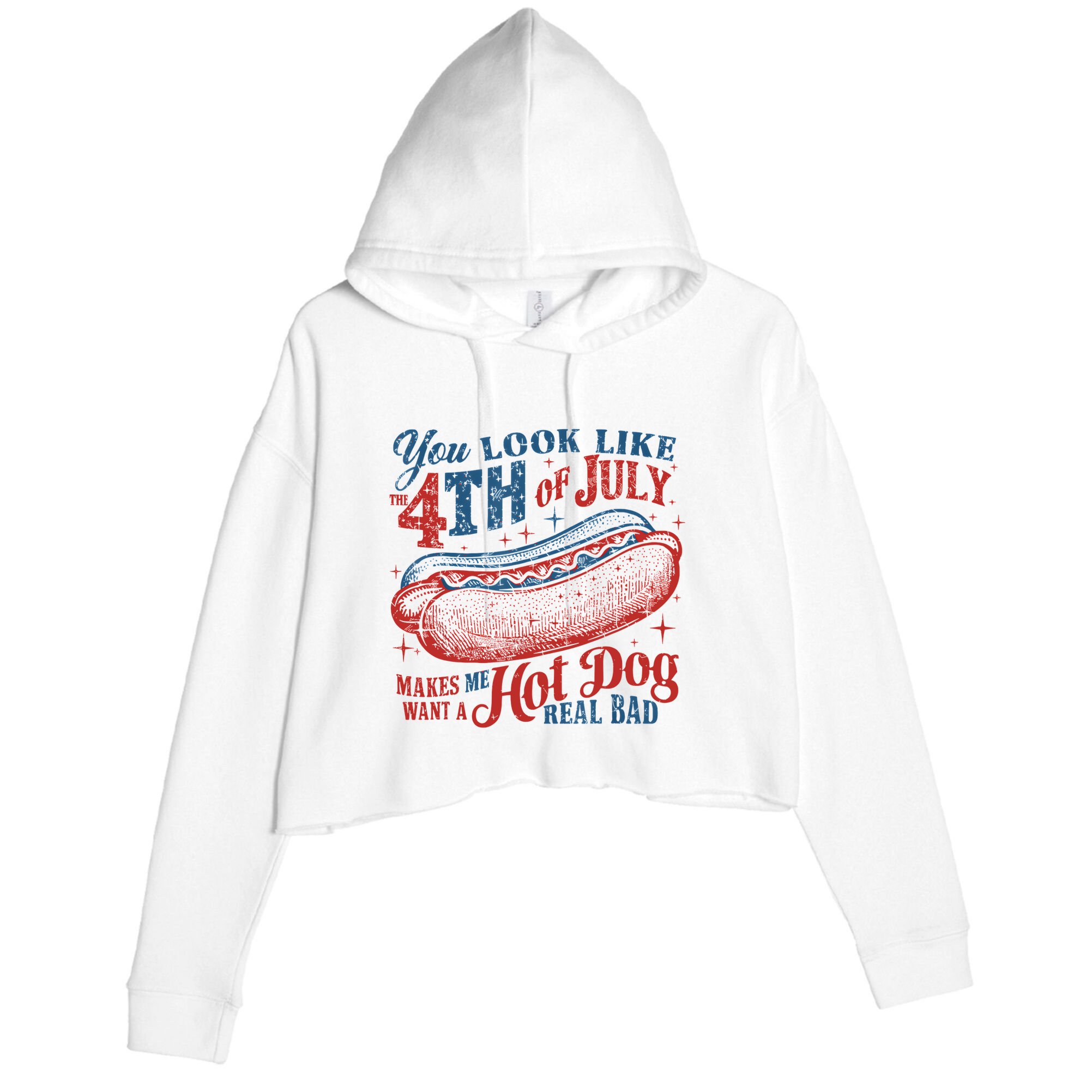 Funny You Look Like 4th Of July Hot Dog Wiener Crop Fleece Hoodie