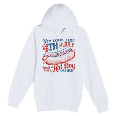 Funny You Look Like 4th Of July Hot Dog Wiener Premium Pullover Hoodie