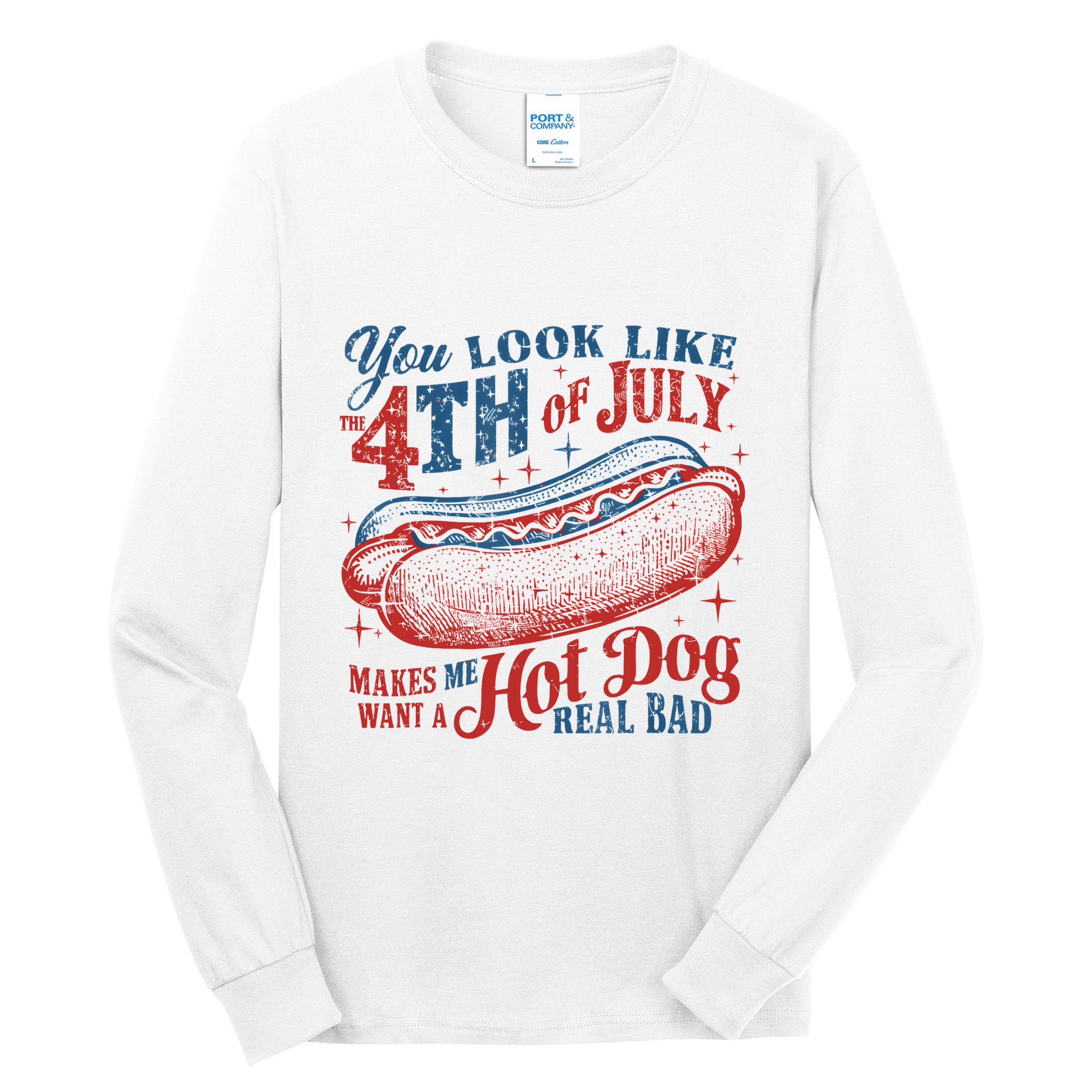 Funny You Look Like 4th Of July Hot Dog Wiener Tall Long Sleeve T-Shirt