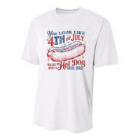 Funny You Look Like 4th Of July Hot Dog Wiener Youth Performance Sprint T-Shirt