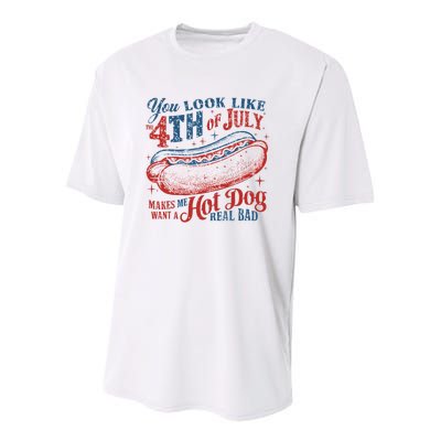 Funny You Look Like 4th Of July Hot Dog Wiener Youth Performance Sprint T-Shirt