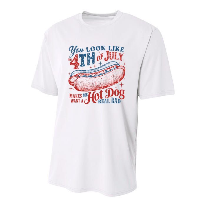 Funny You Look Like 4th Of July Hot Dog Wiener Youth Performance Sprint T-Shirt