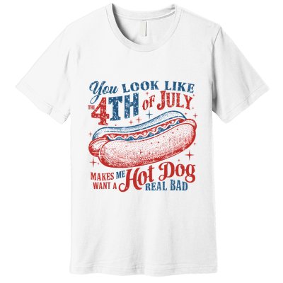 Funny You Look Like 4th Of July Hot Dog Wiener Premium T-Shirt