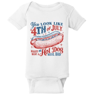 Funny You Look Like 4th Of July Hot Dog Wiener Baby Bodysuit