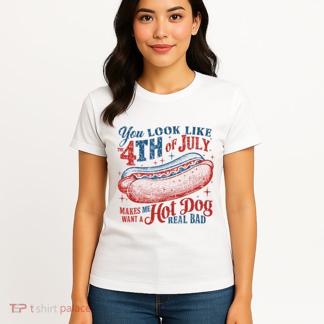 Funny You Look Like 4th Of July Hot Dog Wiener Womens T-Shirt