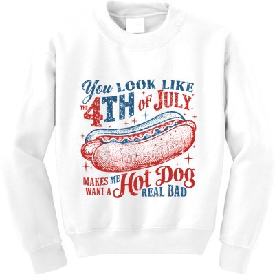 Funny You Look Like 4th Of July Hot Dog Wiener Kids Sweatshirt