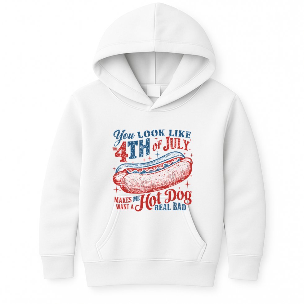Funny You Look Like 4th Of July Hot Dog Wiener Kids Hoodie